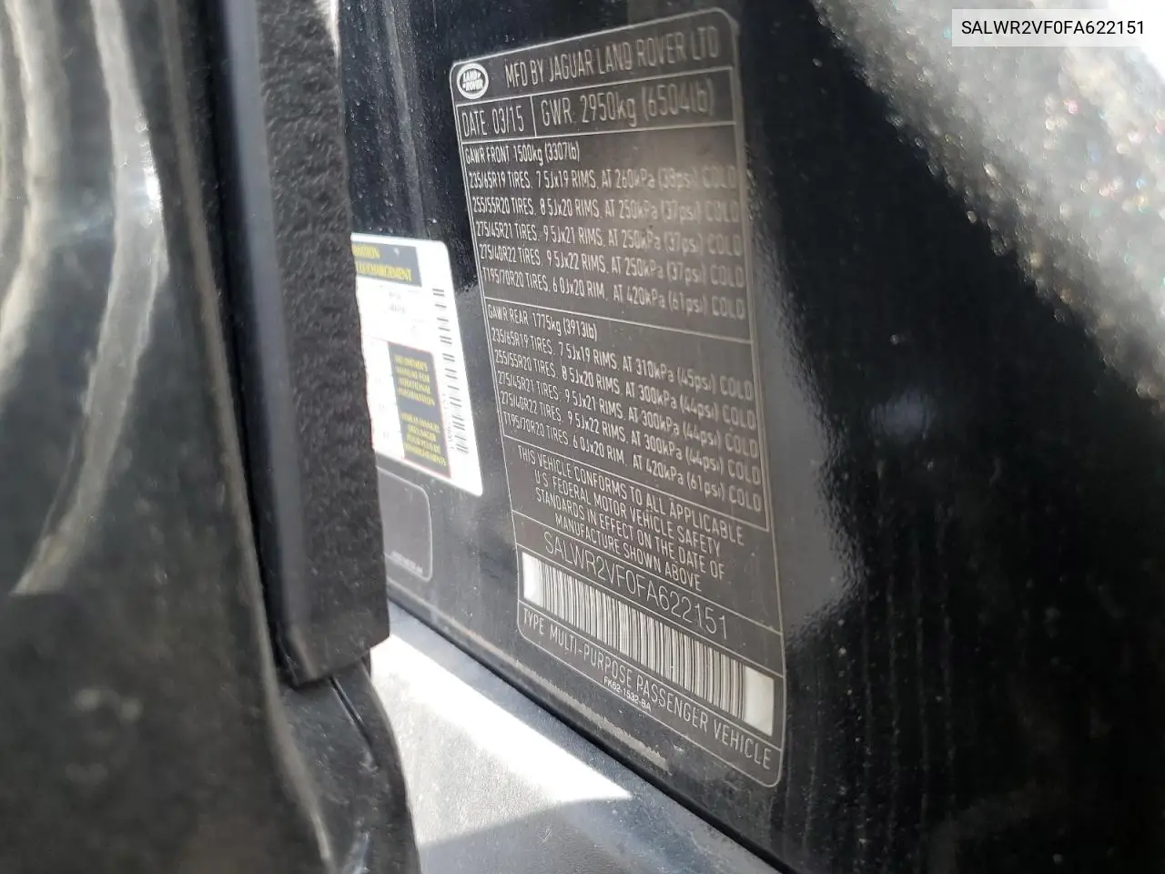 2015 Land Rover Range Rover Sport Hse VIN: SALWR2VF0FA622151 Lot: 62849785