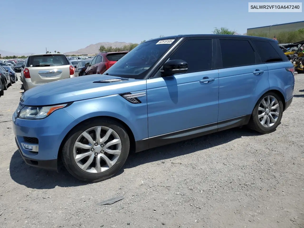 2016 Land Rover Range Rover Sport Hse VIN: SALWR2VF1GA647240 Lot: 62518165