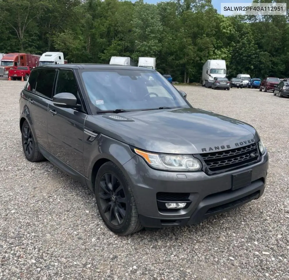 2016 Land Rover Range Rover Sport Hse VIN: SALWR2PF4GA112951 Lot: 63074345