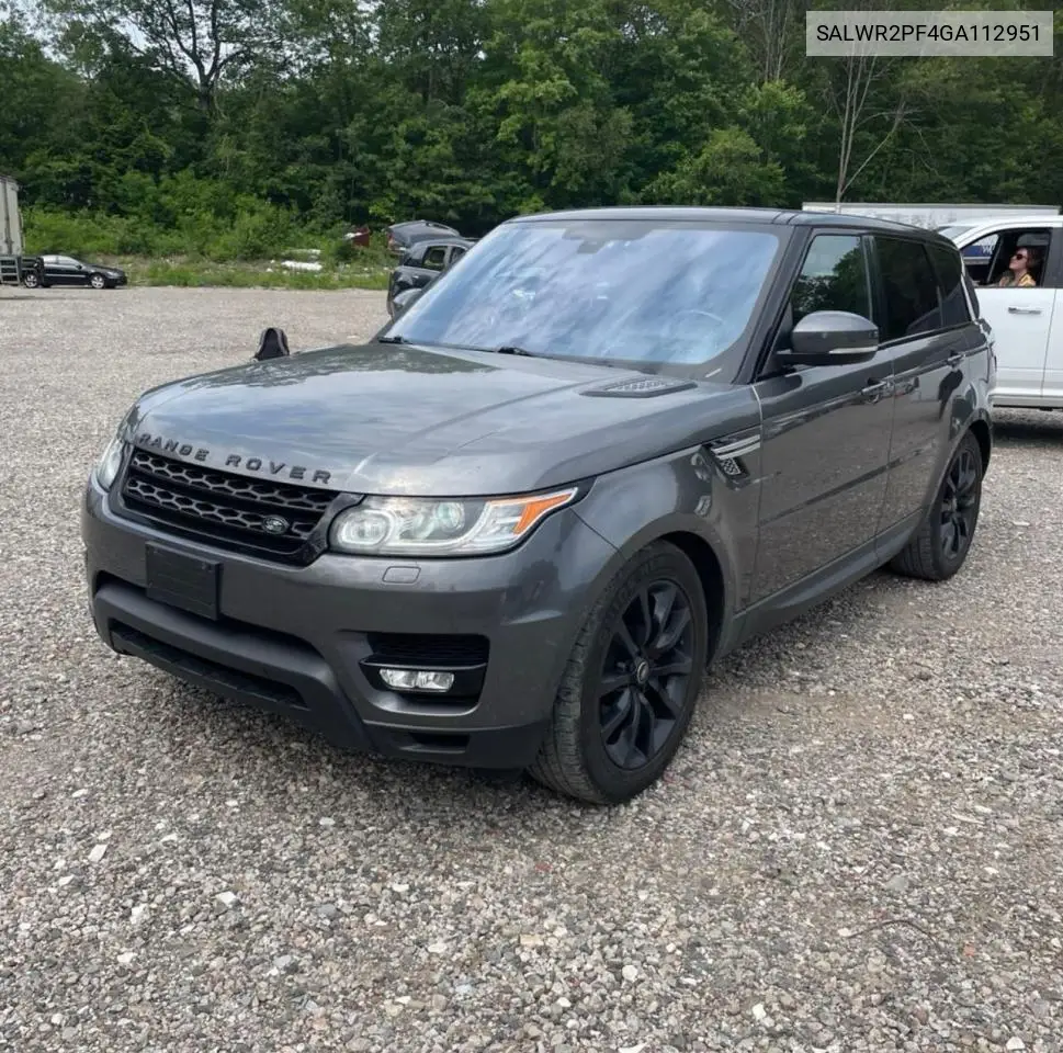 2016 Land Rover Range Rover Sport Hse VIN: SALWR2PF4GA112951 Lot: 63074345