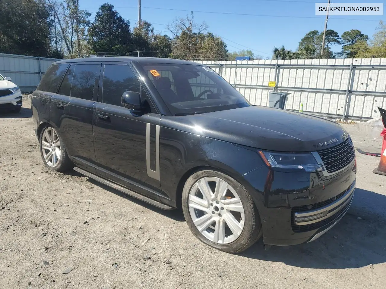 2022 Land Rover Range Rover Se VIN: SALKP9FU3NA002953 Lot: 49953265