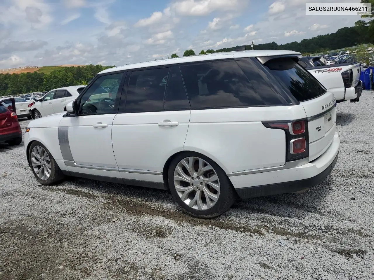 2022 Land Rover Range Rover Hse Westminster Edition VIN: SALGS2RU0NA466211 Lot: 60140585