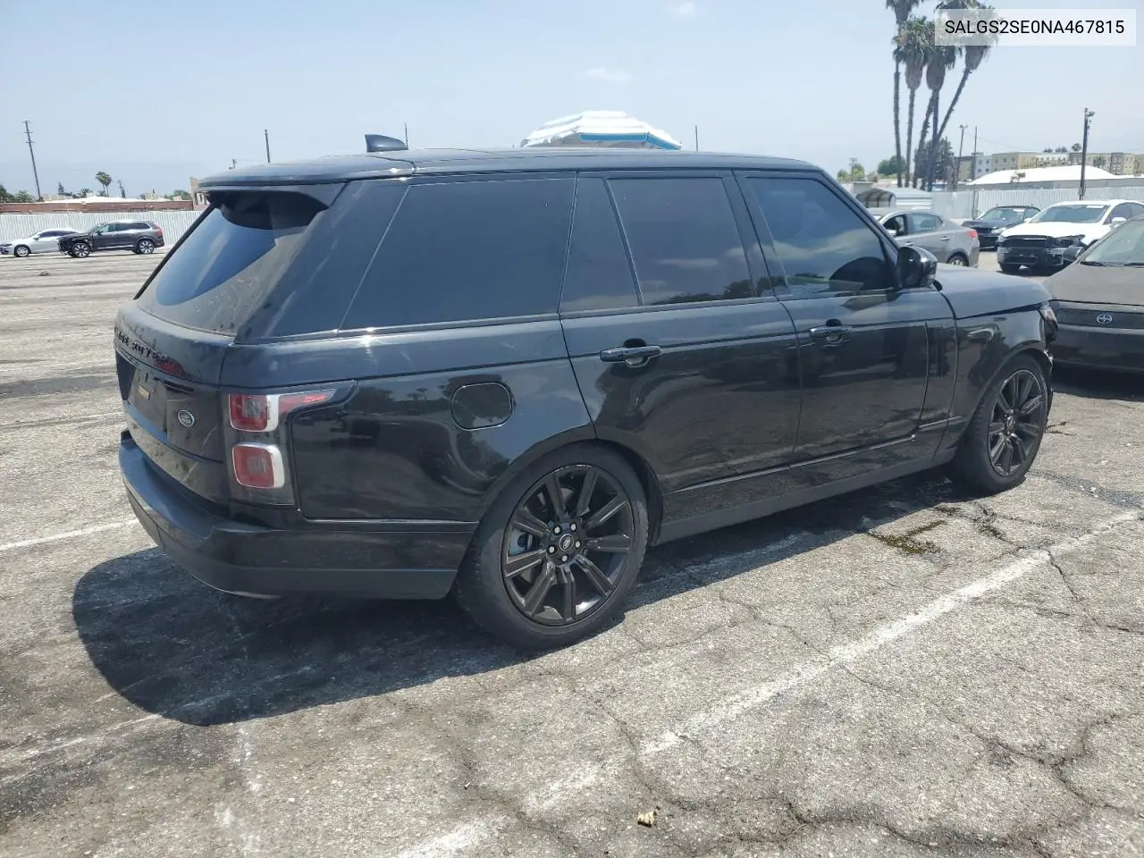 2022 Land Rover Range Rover Westminster Edition VIN: SALGS2SE0NA467815 Lot: 62197595