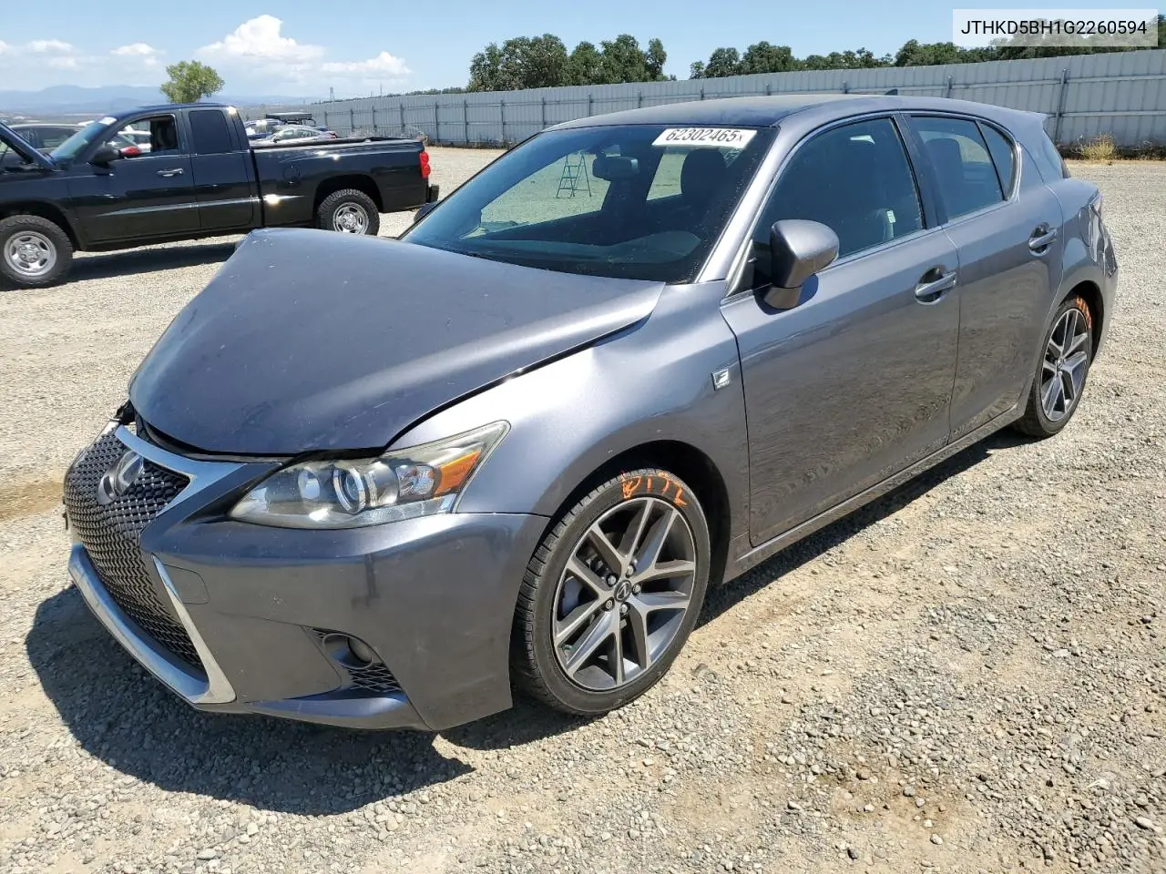 2016 Lexus Ct 200 VIN: JTHKD5BH1G2260594 Lot: 62302465