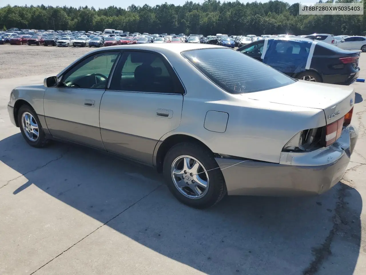 1998 Lexus Es 300 VIN: JT8BF28GXW5035403 Lot: 62361905