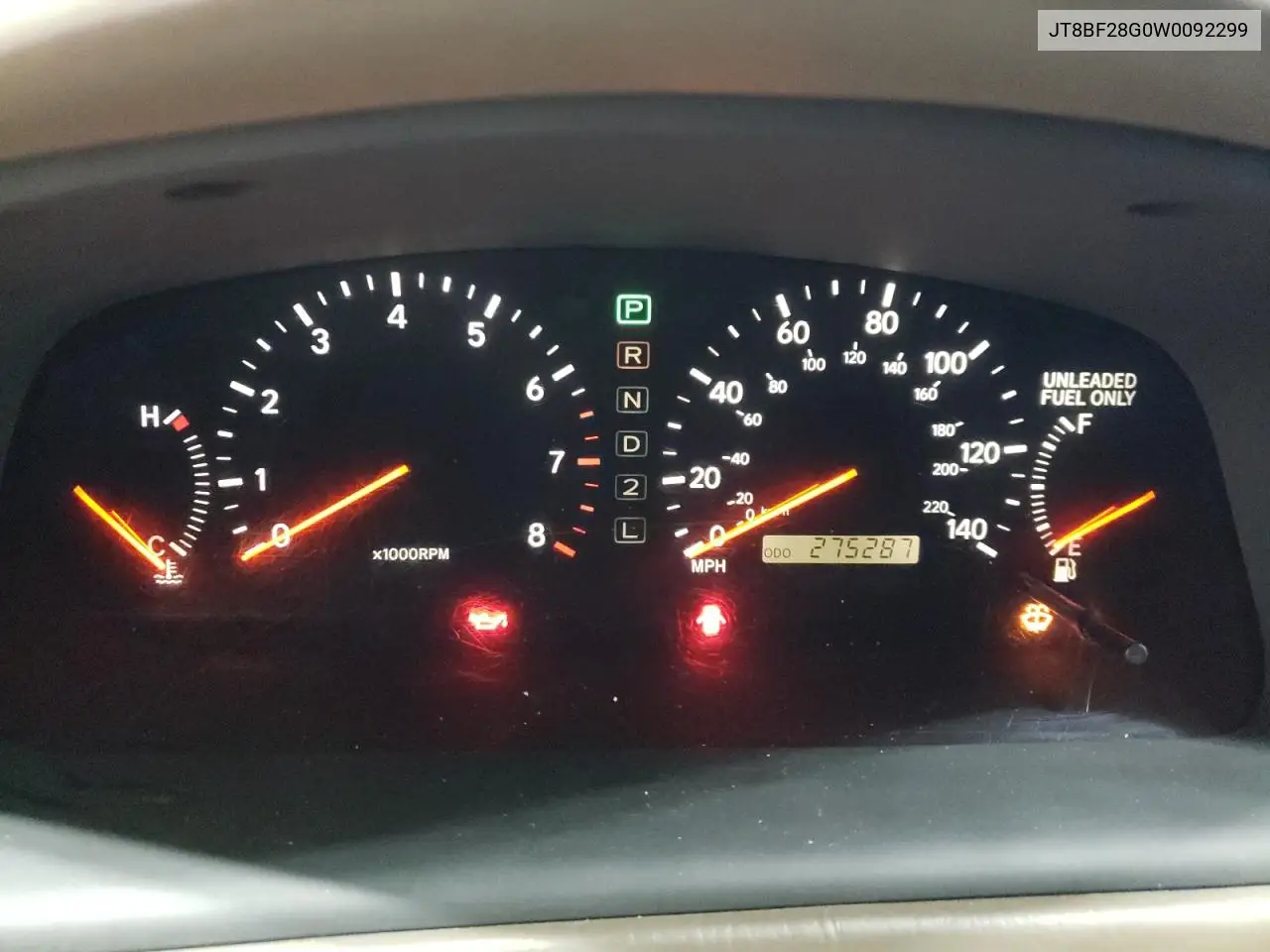 1998 Lexus Es 300 VIN: JT8BF28G0W0092299 Lot: 63017705