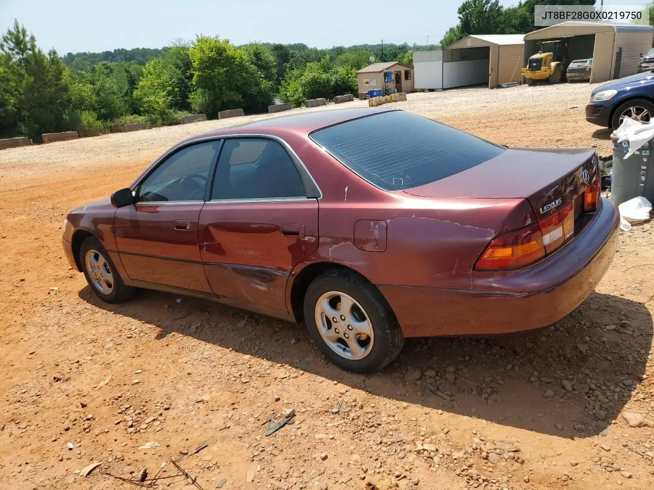 1999 Lexus Es 300 VIN: JT8BF28G0X0219750 Lot: 62860955