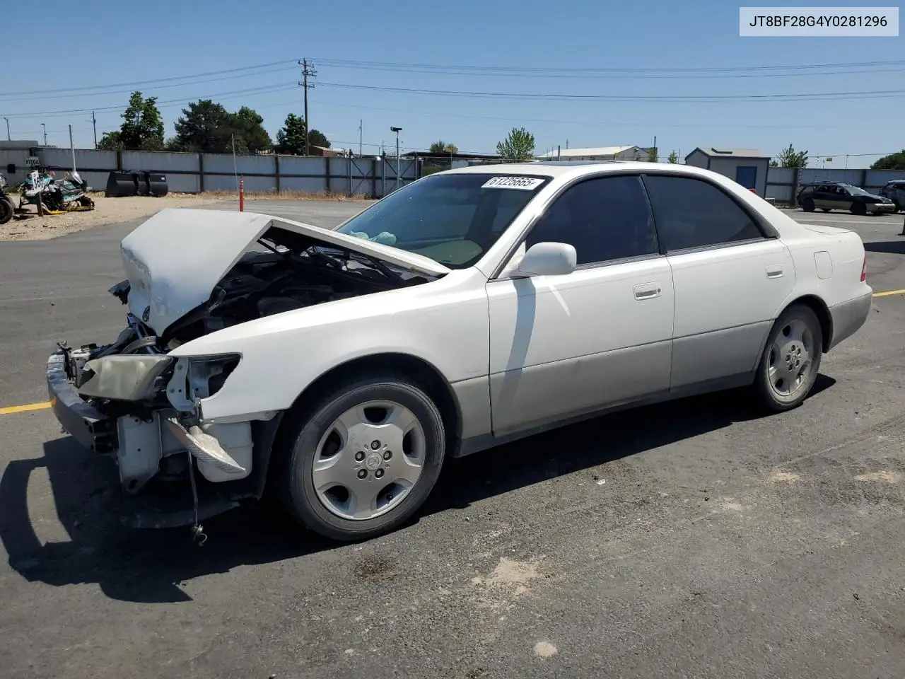 2000 Lexus Es 300 VIN: JT8BF28G4Y0281296 Lot: 61225665