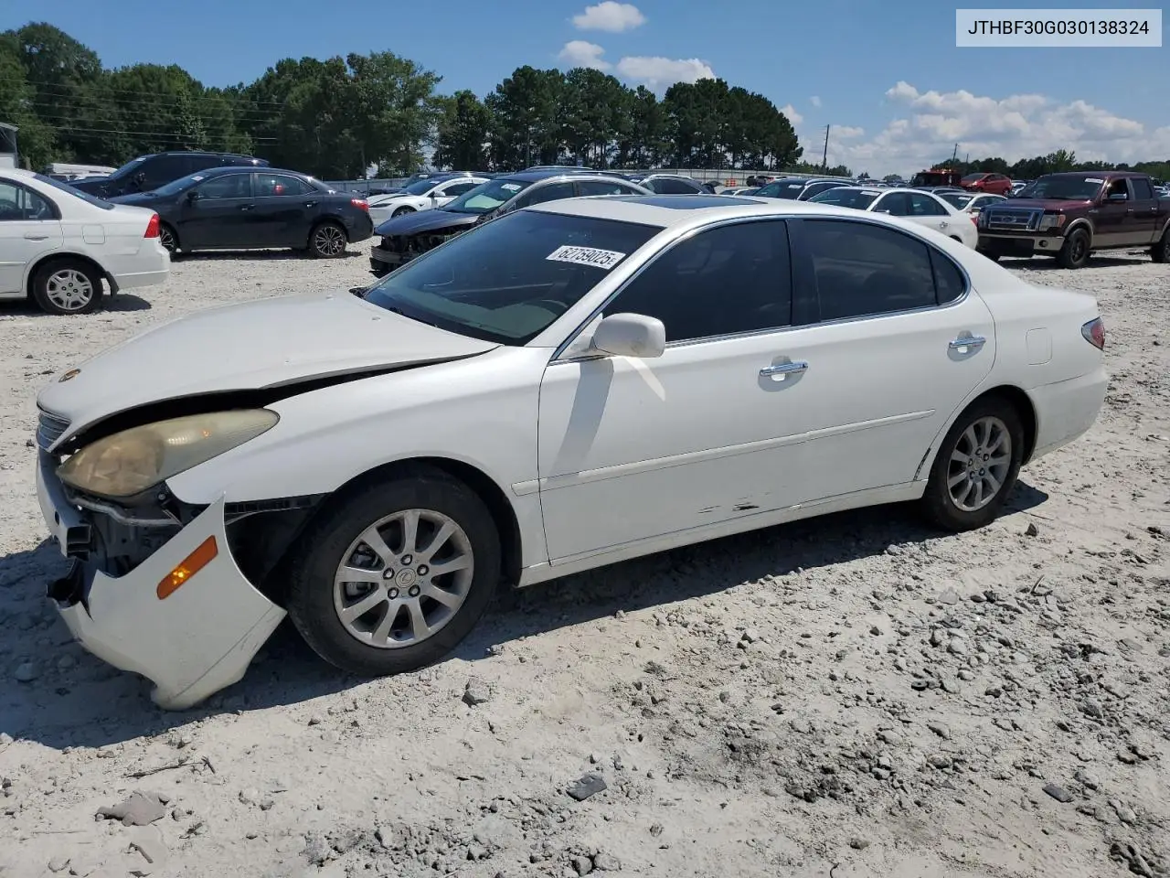 2003 Lexus Es 300 VIN: JTHBF30G030138324 Lot: 62759025