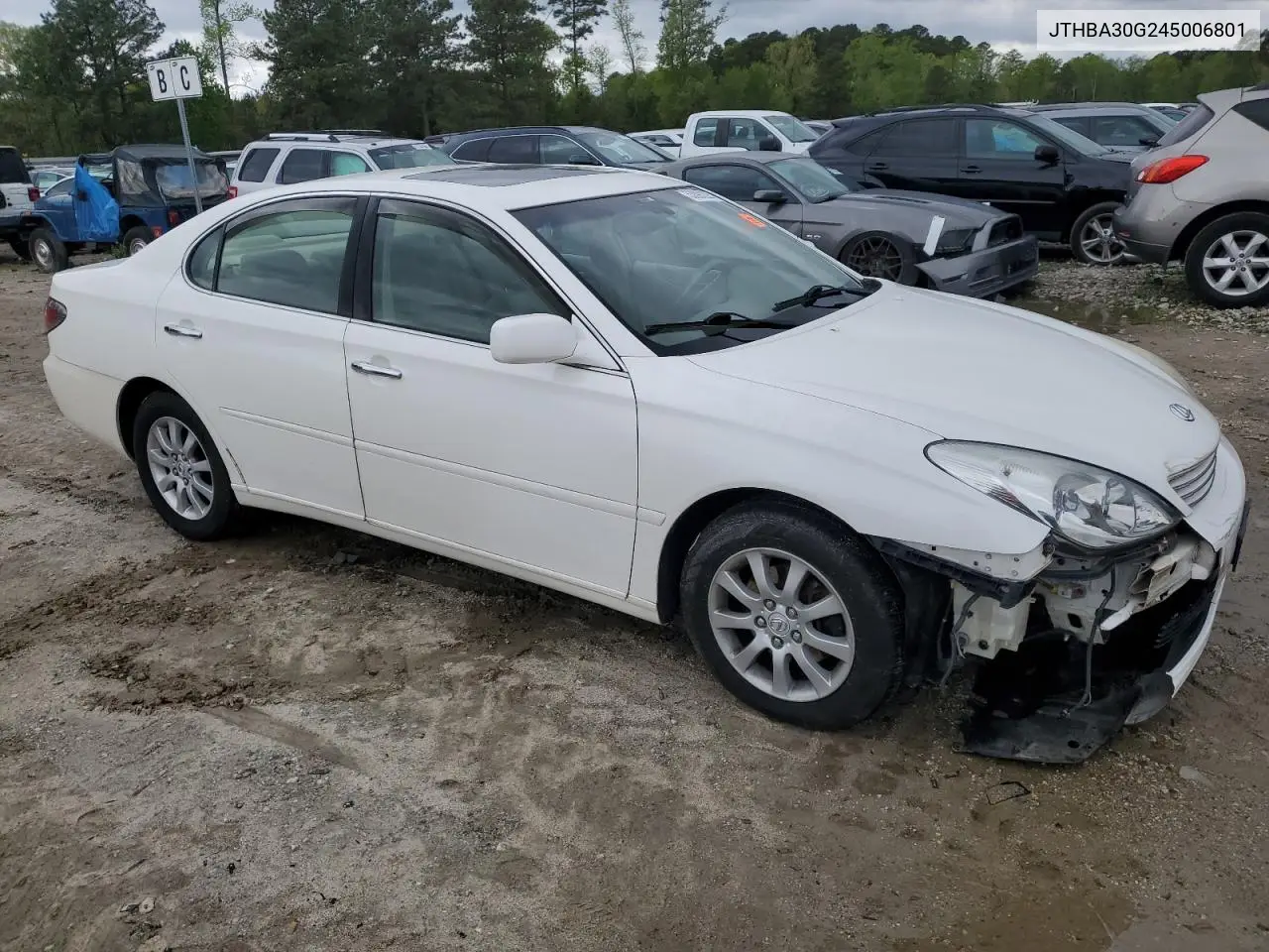 2004 Lexus Es 330 VIN: JTHBA30G245006801 Lot: 53098225