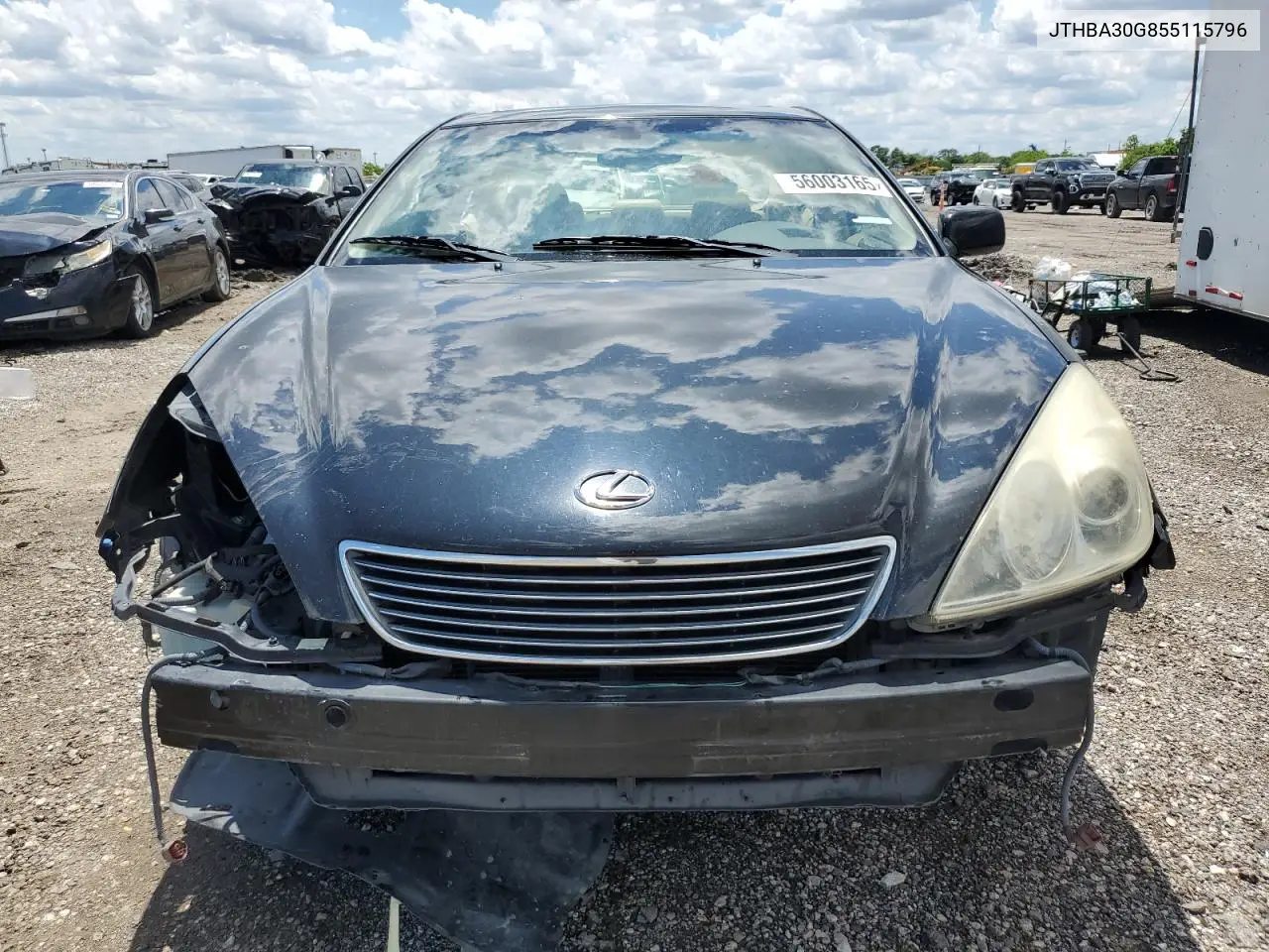 2005 Lexus Es 330 VIN: JTHBA30G855115796 Lot: 56003165