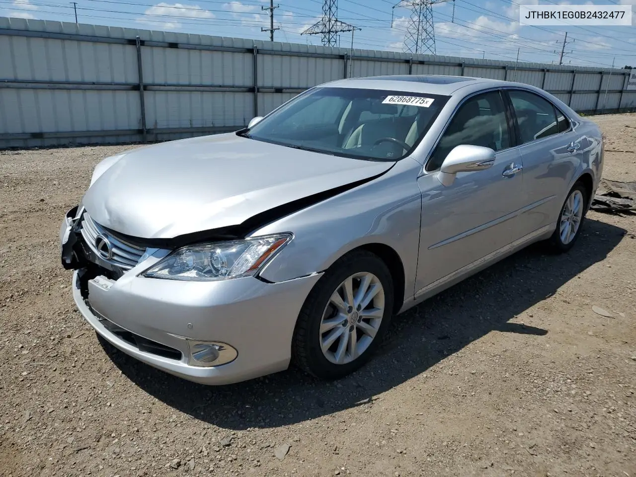 2011 Lexus Es 350 VIN: JTHBK1EG0B2432477 Lot: 62868775