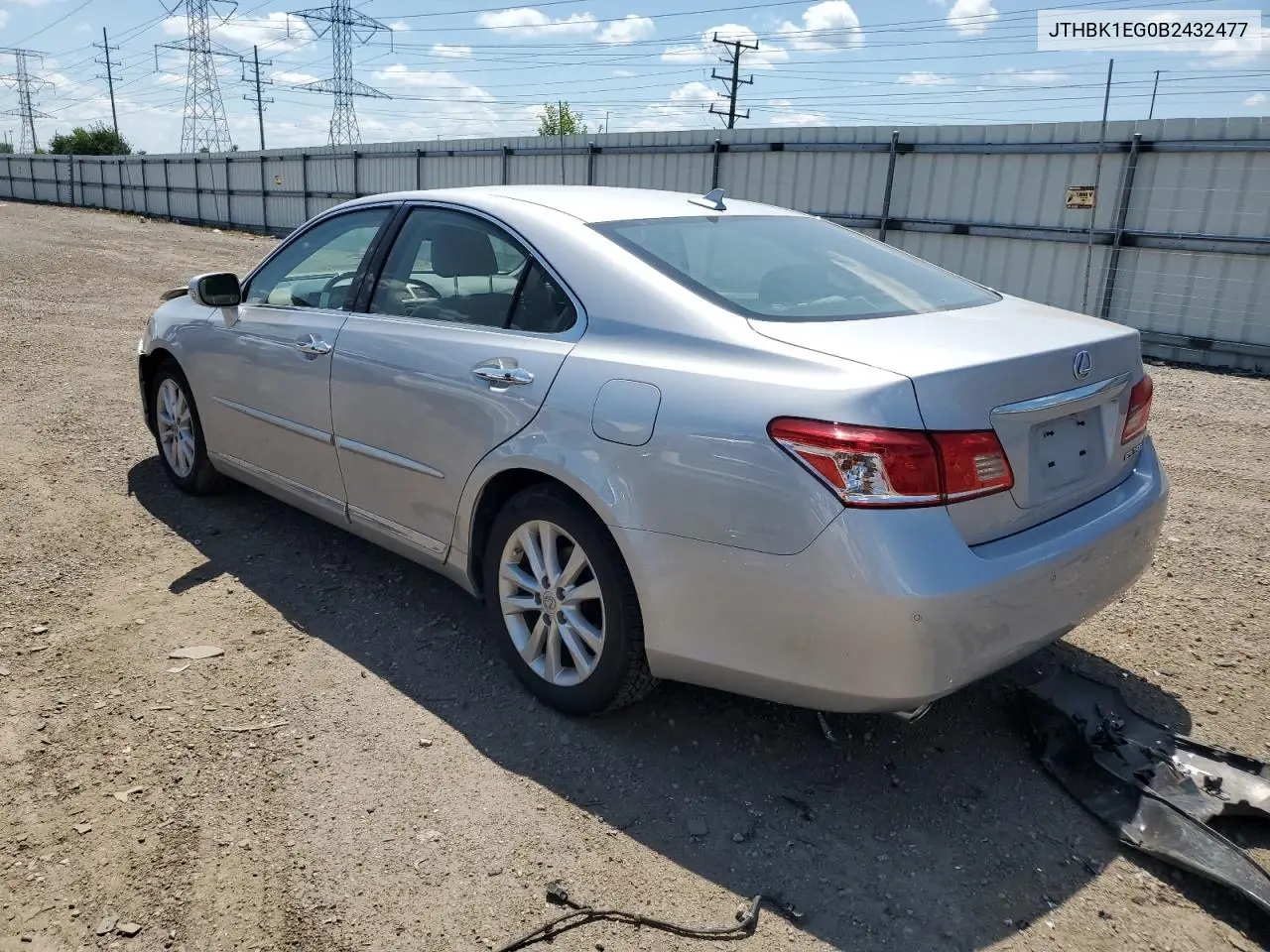 2011 Lexus Es 350 VIN: JTHBK1EG0B2432477 Lot: 62868775