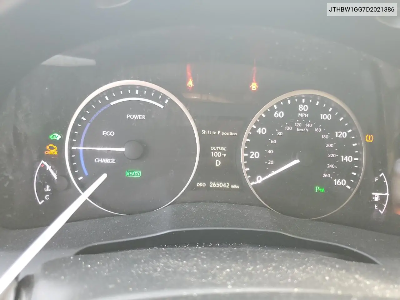 2013 Lexus Es 300H VIN: JTHBW1GG7D2021386 Lot: 62949615
