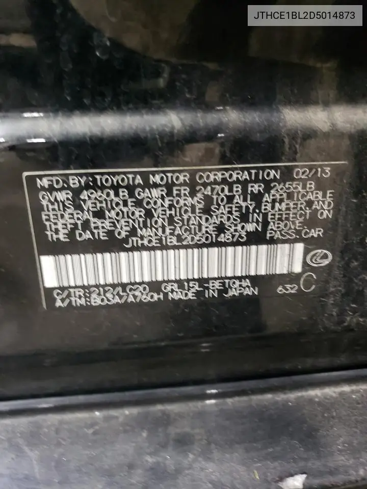 2013 Lexus Gs 350 VIN: JTHCE1BL2D5014873 Lot: 56748455