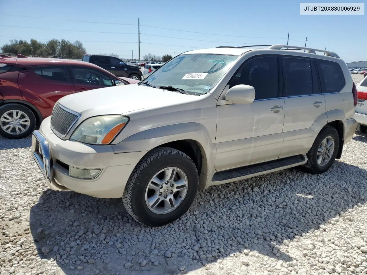2003 Lexus Gx 470 VIN: JTJBT20X830006929 Lot: 47340915