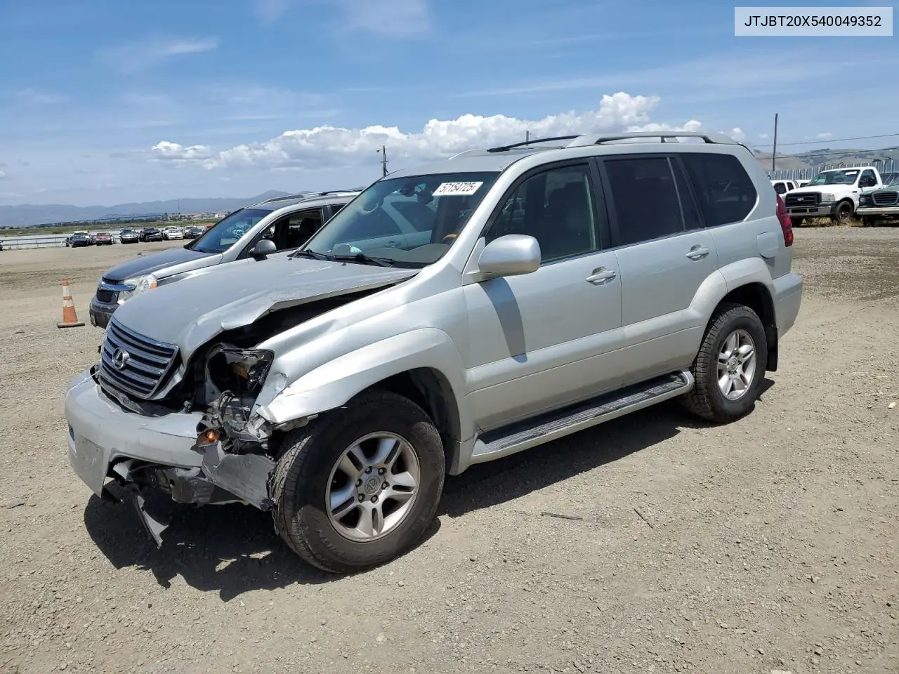 2004 Lexus Gx 470 VIN: JTJBT20X540049352 Lot: 57154725