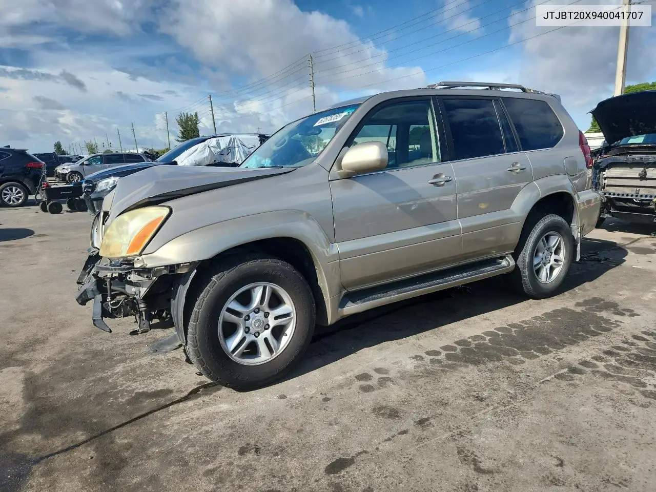 2004 Lexus Gx 470 VIN: JTJBT20X940041707 Lot: 62576355