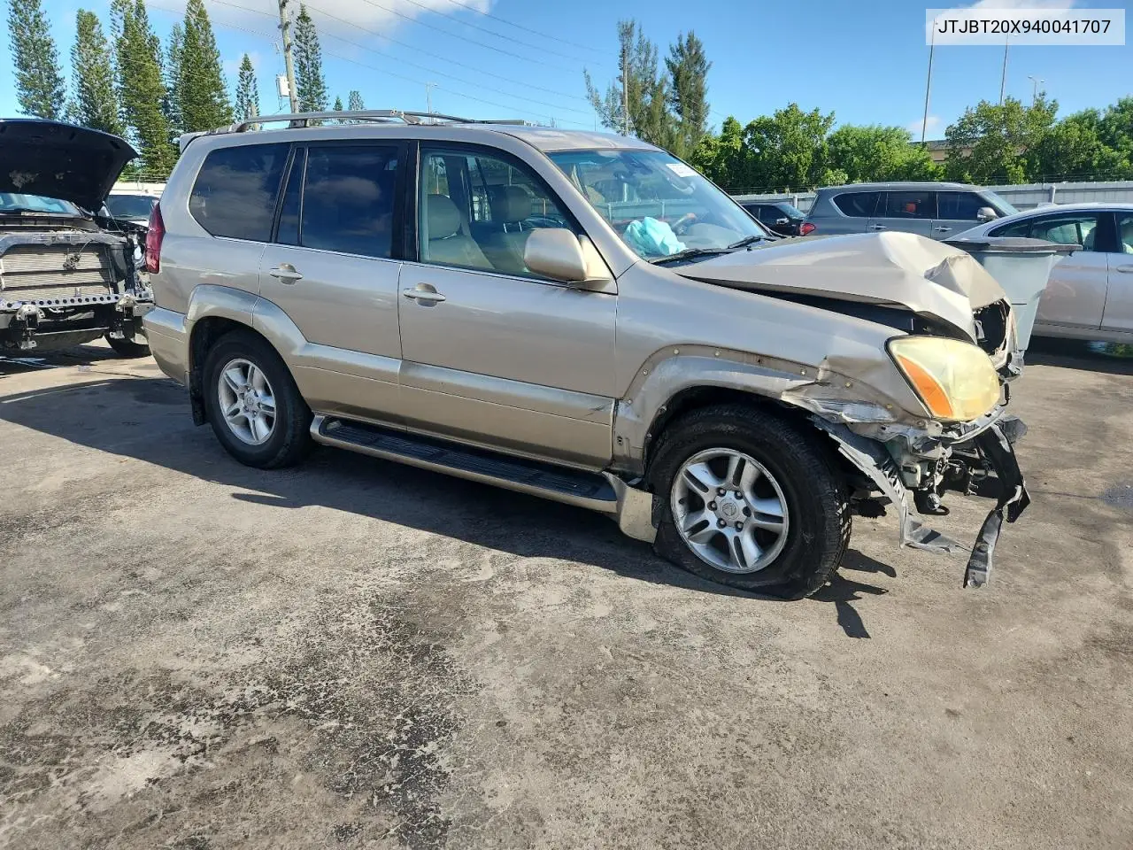 2004 Lexus Gx 470 VIN: JTJBT20X940041707 Lot: 62576355