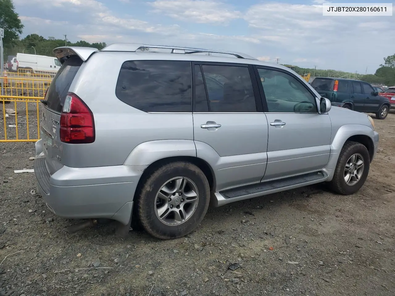 2008 Lexus Gx 470 VIN: JTJBT20X280160611 Lot: 56190035