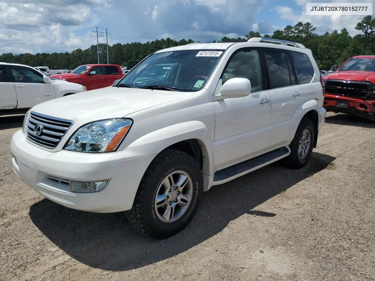 2008 Lexus Gx 470 VIN: JTJBT20X780152777 Lot: 62127015