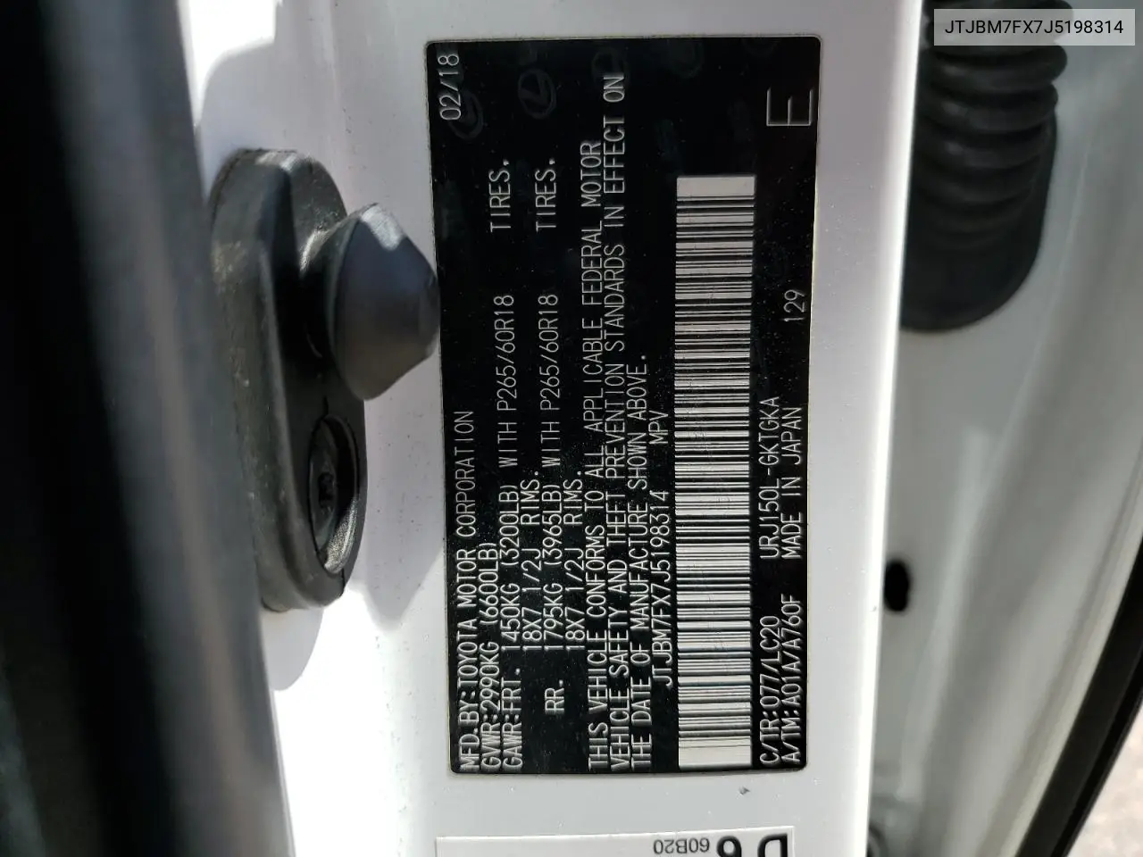 2018 Lexus Gx 460 VIN: JTJBM7FX7J5198314 Lot: 56786365