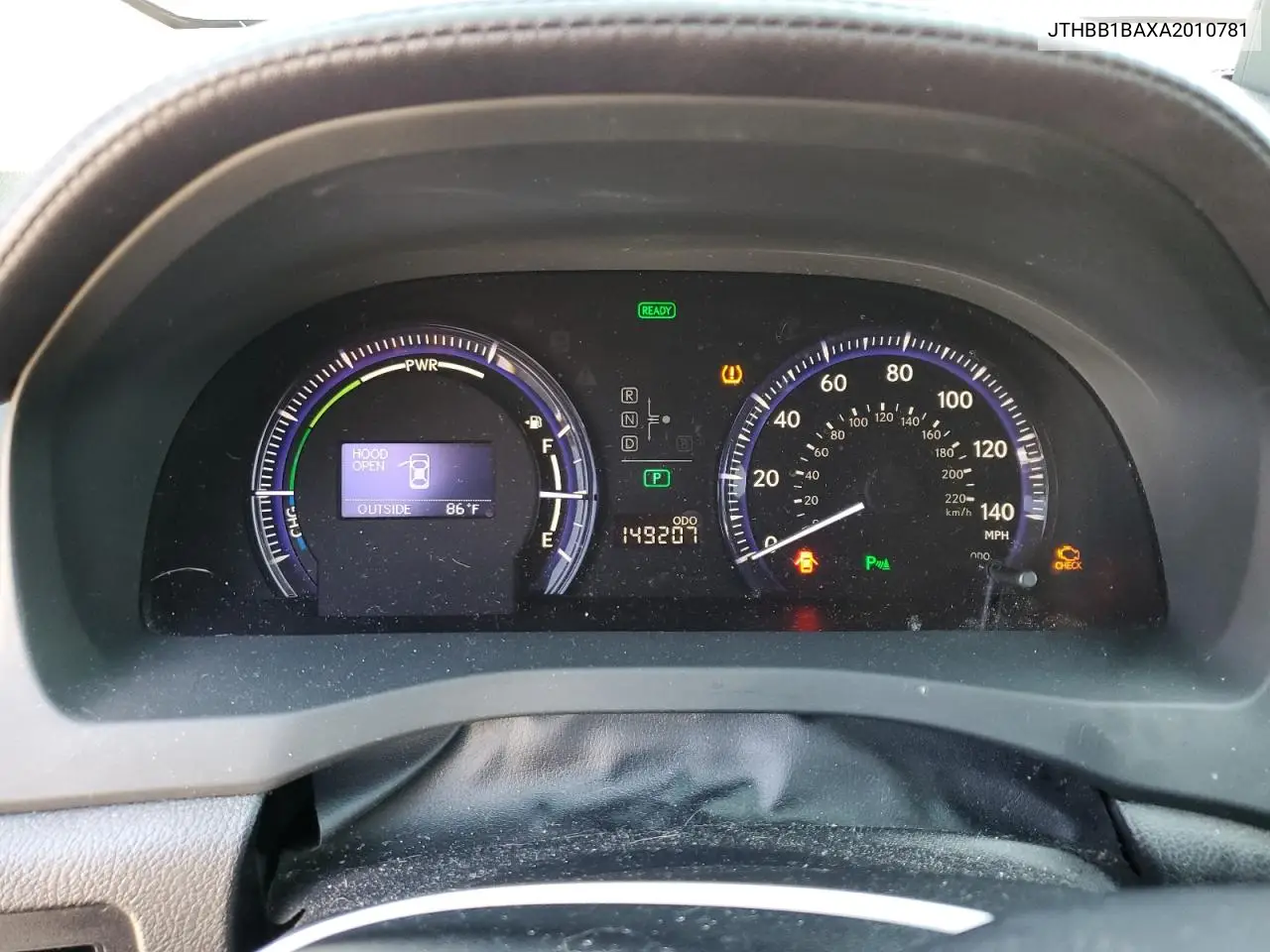 2010 Lexus Hs 250H VIN: JTHBB1BAXA2010781 Lot: 52792855