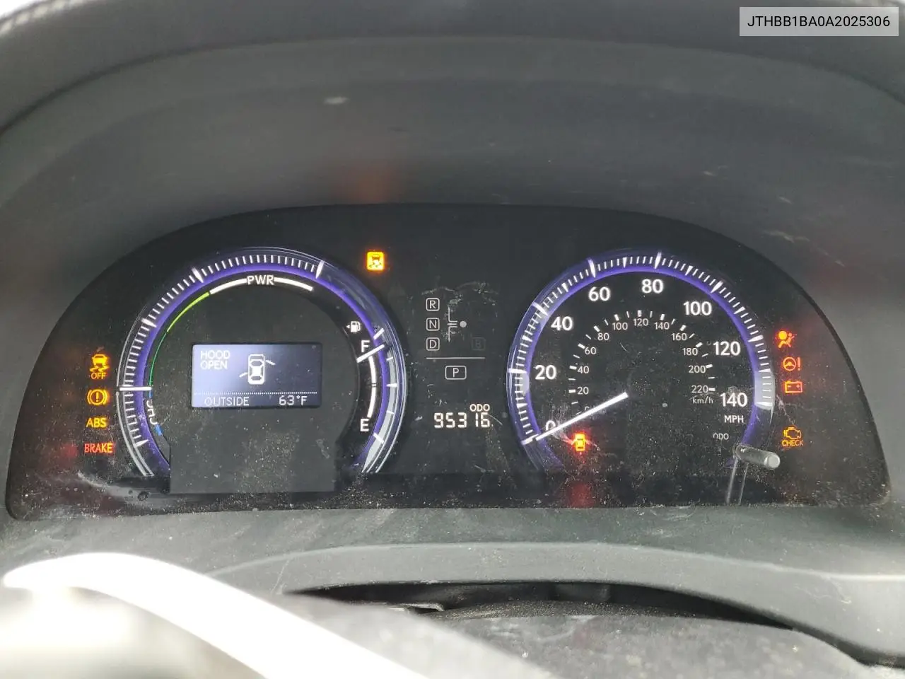 2010 Lexus Hs 250H VIN: JTHBB1BA0A2025306 Lot: 54450975