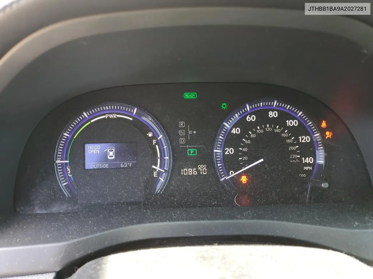 2010 Lexus Hs 250H VIN: JTHBB1BA9A2027281 Lot: 55610405