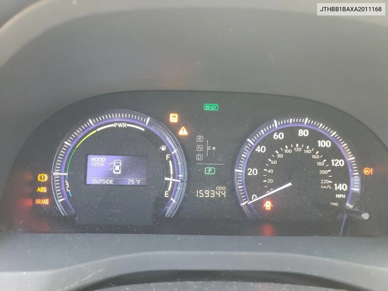 2010 Lexus Hs 250H VIN: JTHBB1BAXA2011168 Lot: 60274485