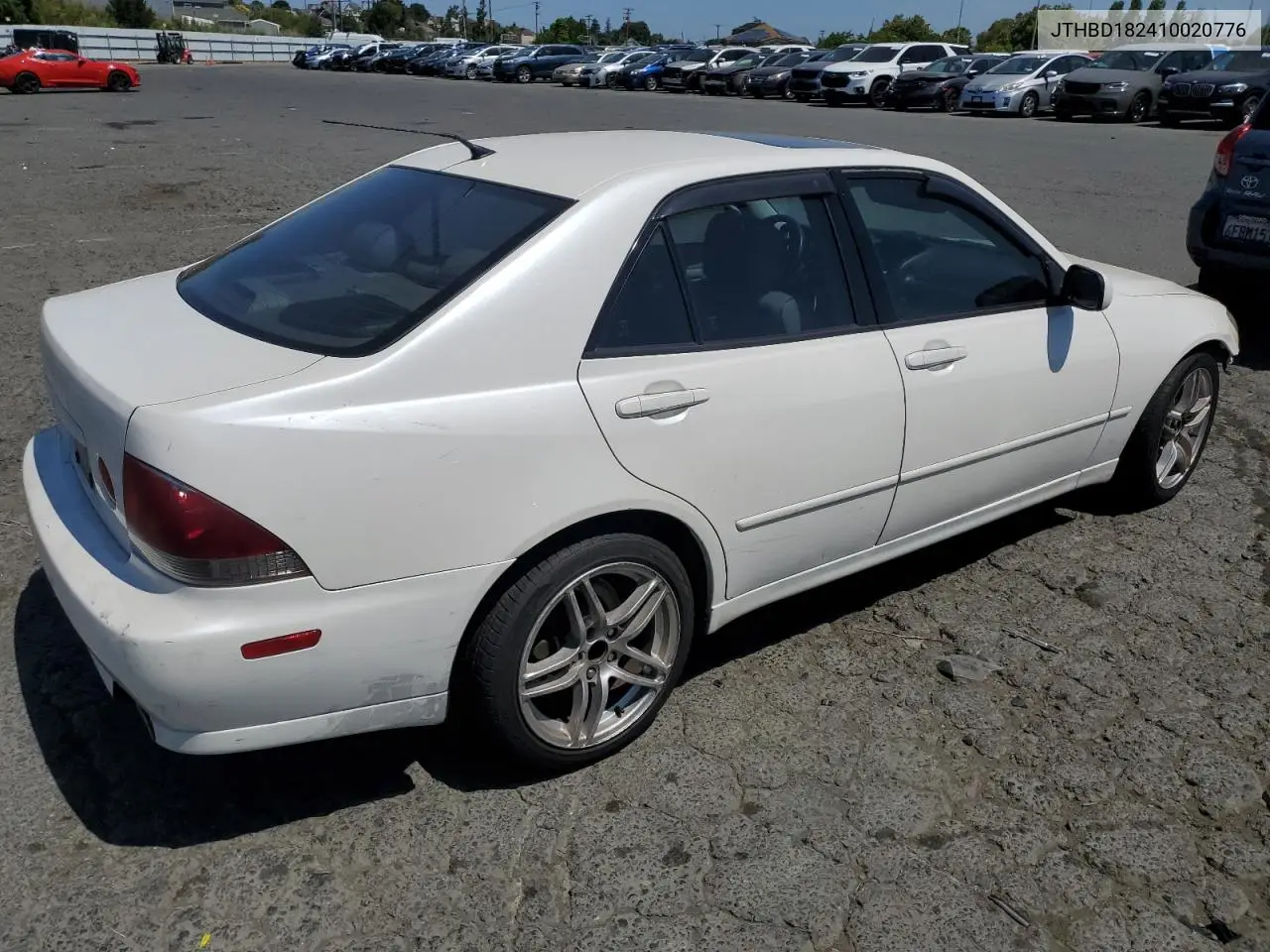 2001 Lexus Is 300 VIN: JTHBD182410020776 Lot: 62012495