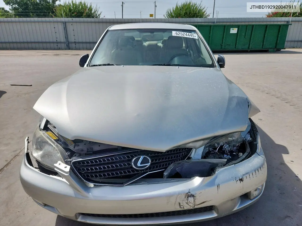 2002 Lexus Is 300 VIN: JTHBD192920047911 Lot: 62524445