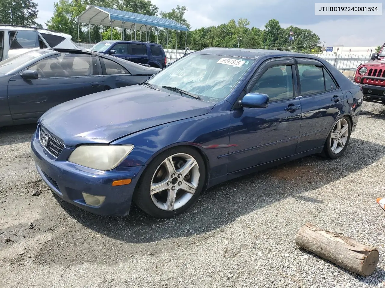 2004 Lexus Is 300 VIN: JTHBD192240081594 Lot: 59591975