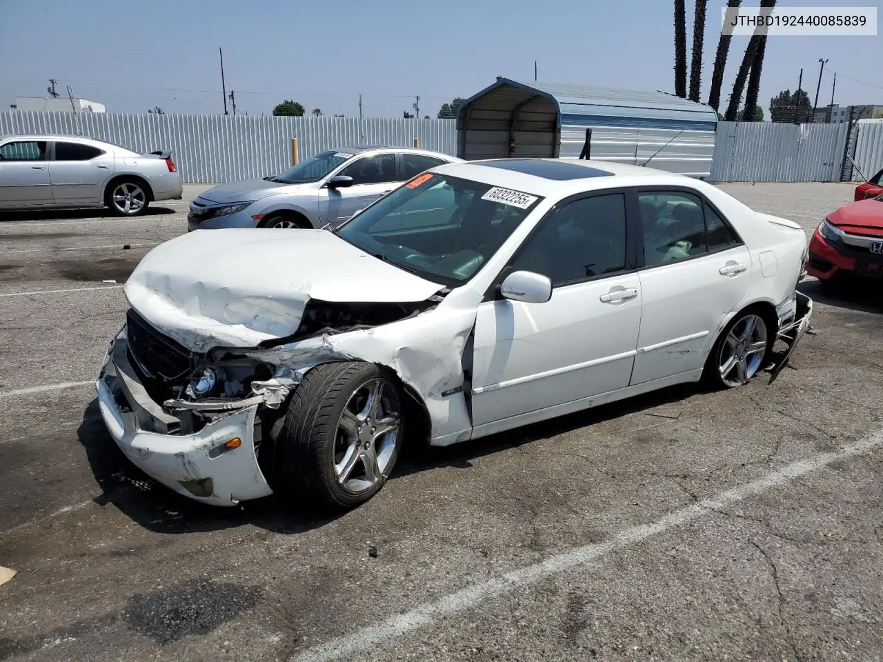 2004 Lexus Is 300 VIN: JTHBD192440085839 Lot: 60322255