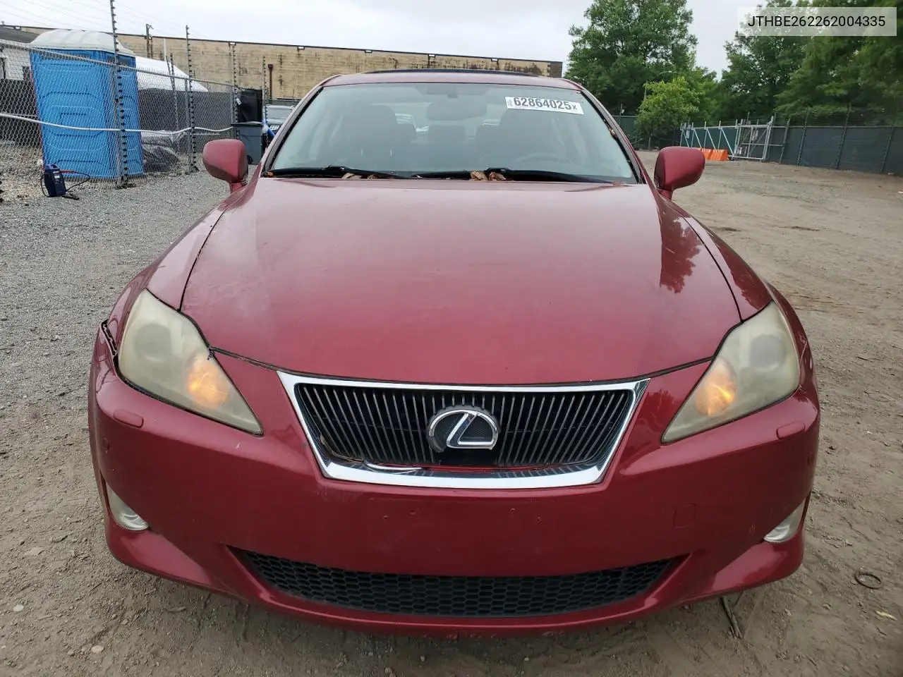 2006 Lexus Is 350 VIN: JTHBE262262004335 Lot: 62864025