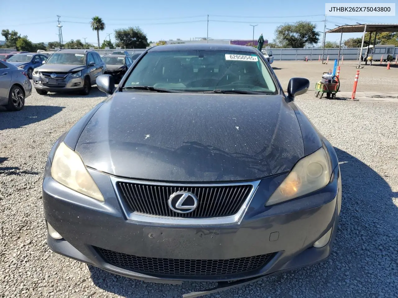 2007 Lexus Is 250 VIN: JTHBK262X75043800 Lot: 62950545