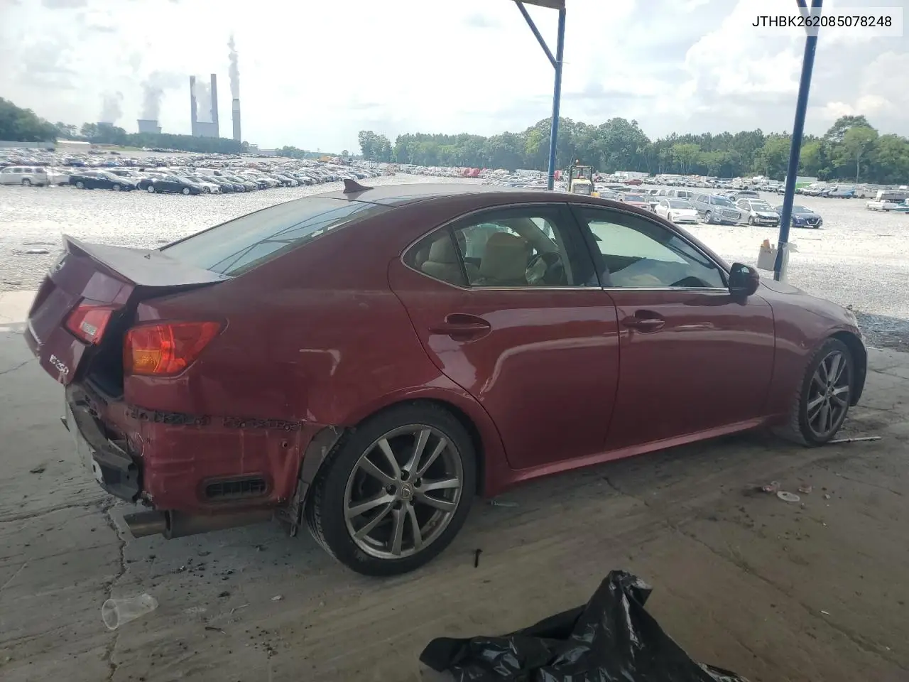 2008 Lexus Is 250 VIN: JTHBK262085078248 Lot: 62390125