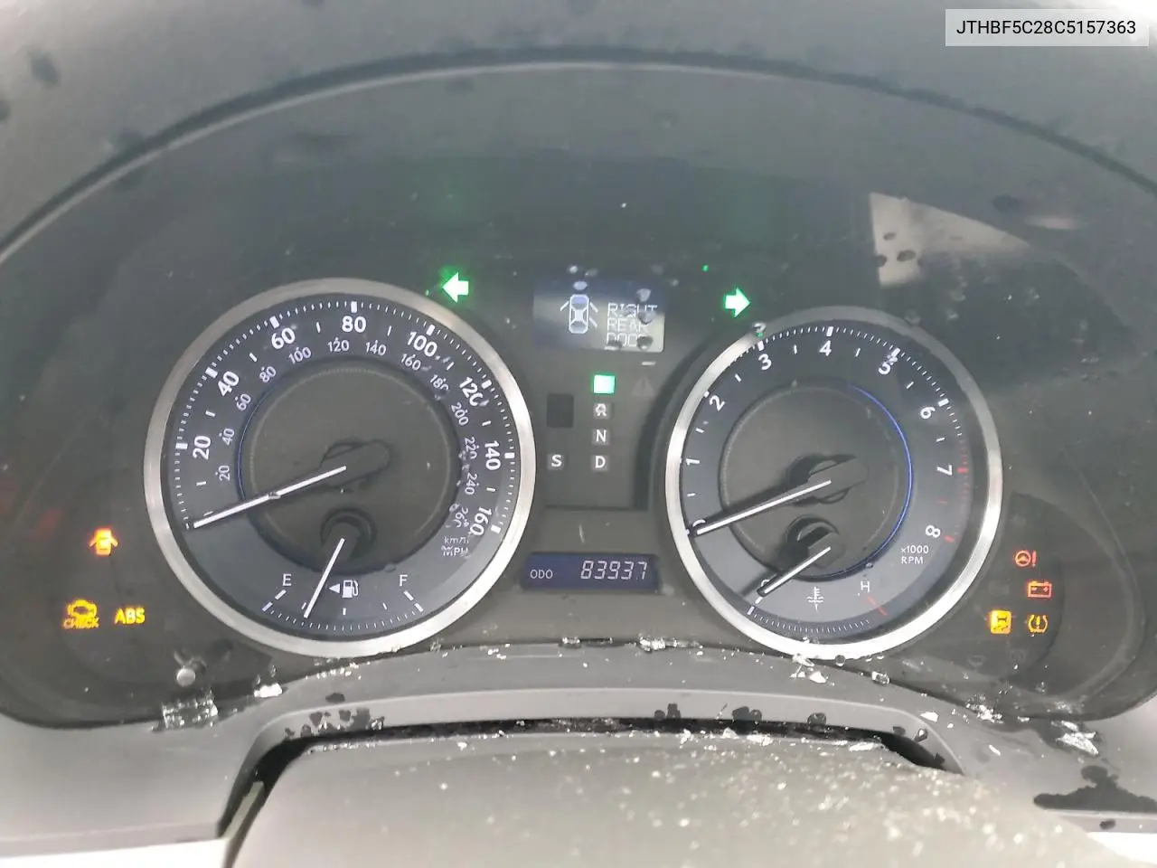 2012 Lexus Is 250 VIN: JTHBF5C28C5157363 Lot: 62586475