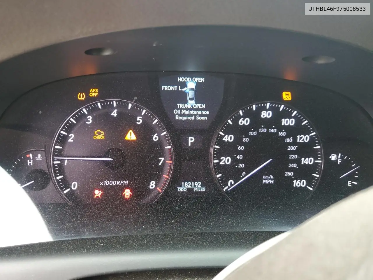 2007 Lexus Ls 460 VIN: JTHBL46F975008533 Lot: 55954265