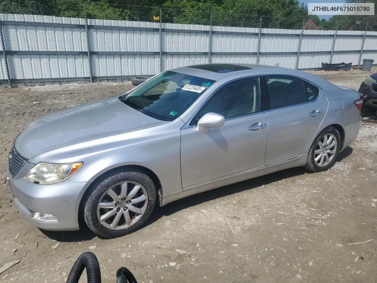 2007 Lexus Ls 460 VIN: JTHBL46F675015780 Lot: 57229485