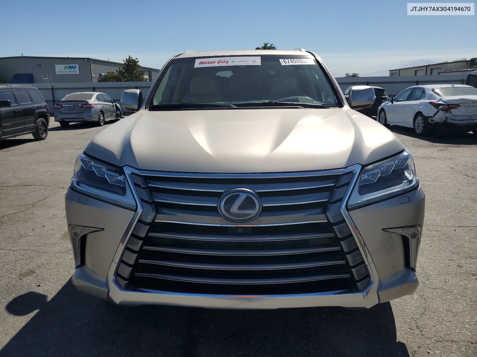 2016 Lexus Lx 570 VIN: JTJHY7AX3G4194670 Lot: 67455904