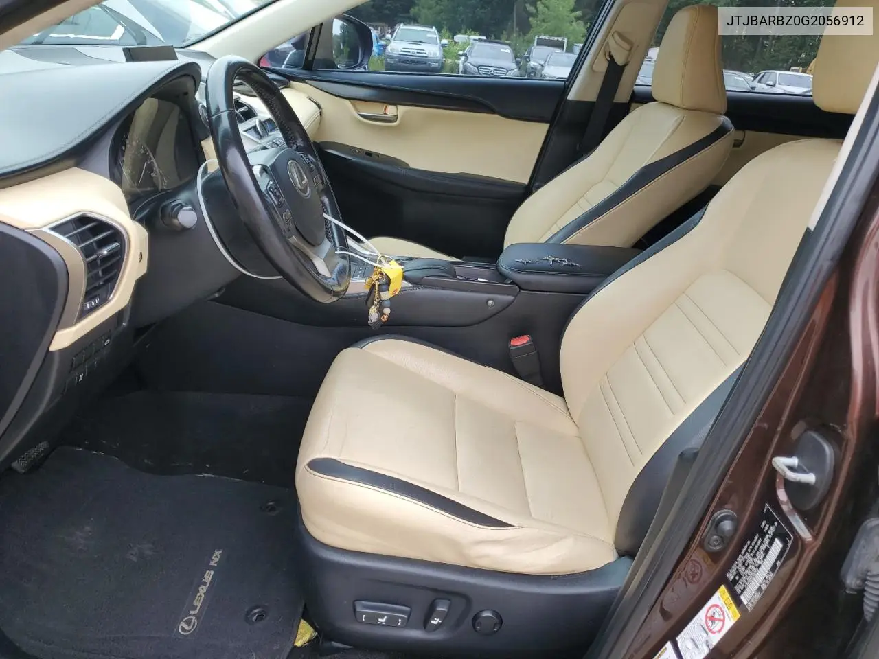 2016 Lexus Nx 200T Base VIN: JTJBARBZ0G2056912 Lot: 62844385