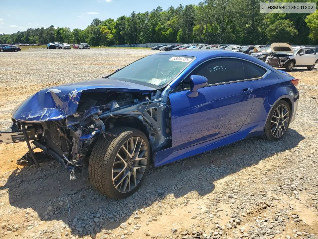 2016 Lexus Rc 300 VIN: JTHSM5BC1G5001302 Lot: 53040725