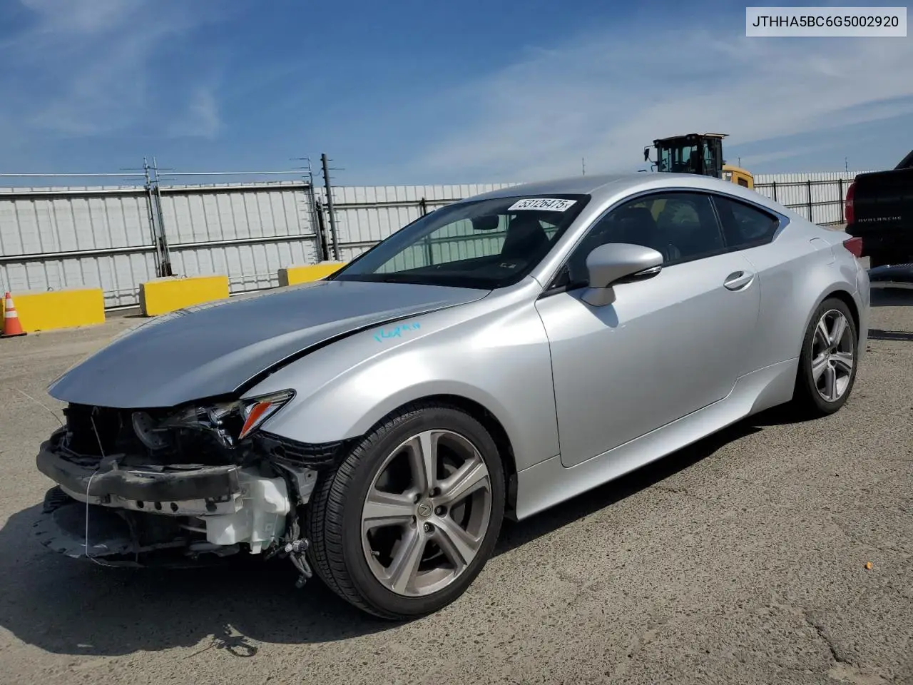 2016 Lexus Rc 200T VIN: JTHHA5BC6G5002920 Lot: 53126475