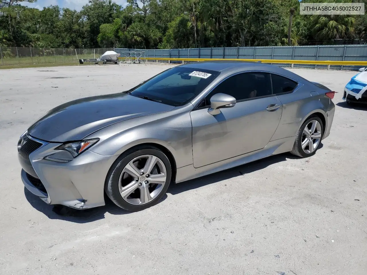 2016 Lexus Rc 200T VIN: JTHHA5BC4G5002527 Lot: 61243785