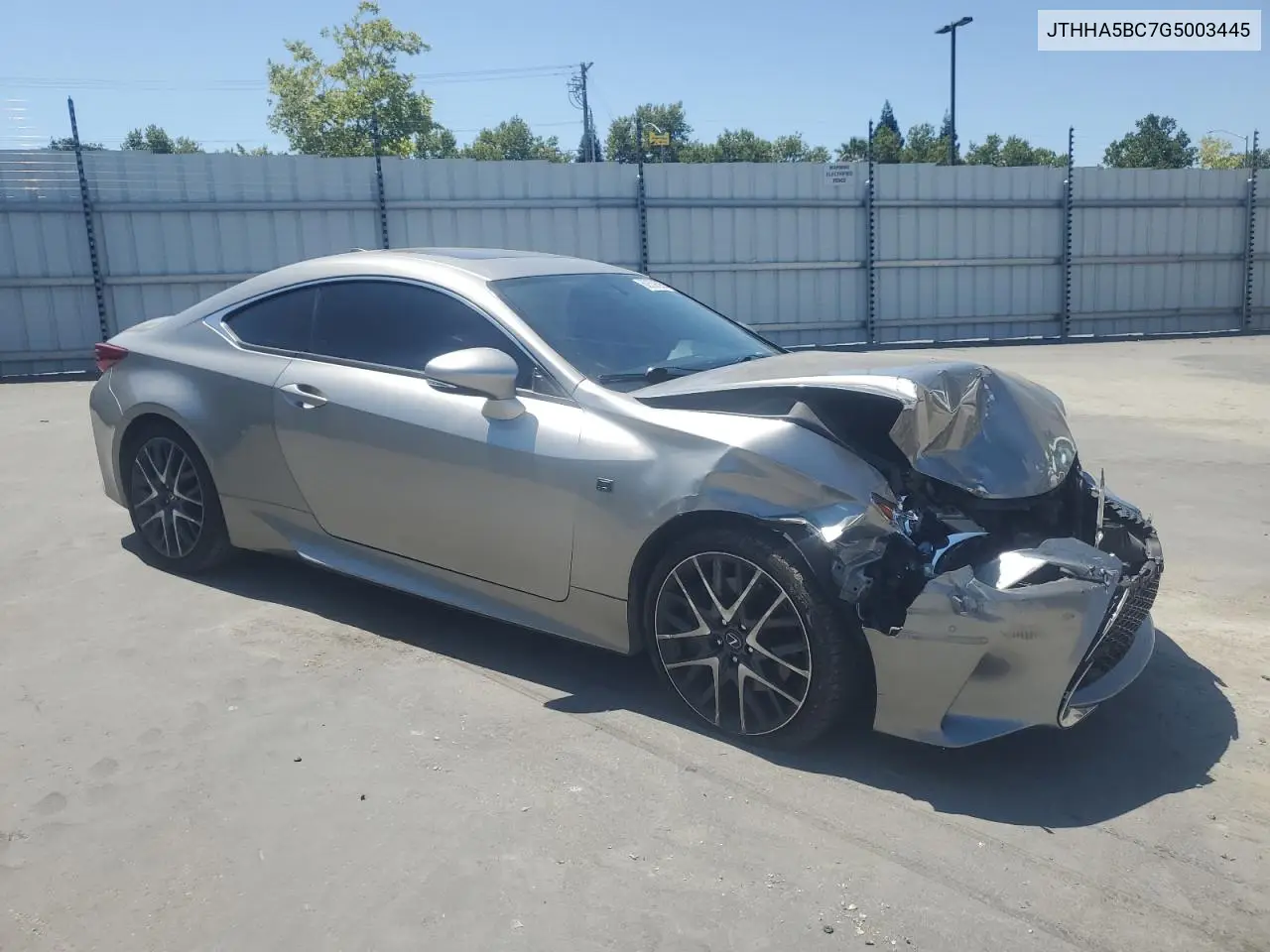 2016 Lexus Rc 200T VIN: JTHHA5BC7G5003445 Lot: 62358595