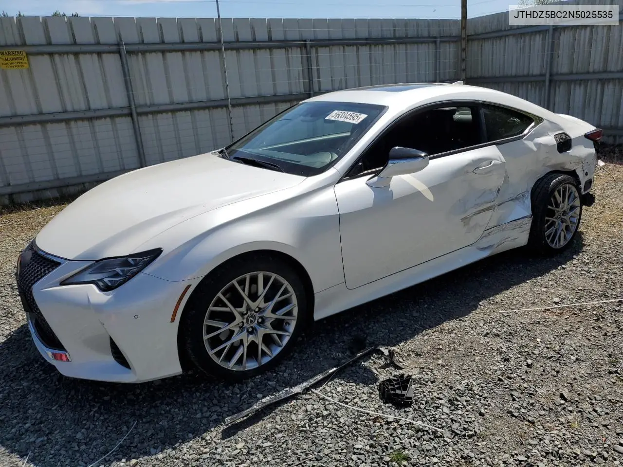 2022 Lexus Rc 350 Base VIN: JTHDZ5BC2N5025535 Lot: 56004595