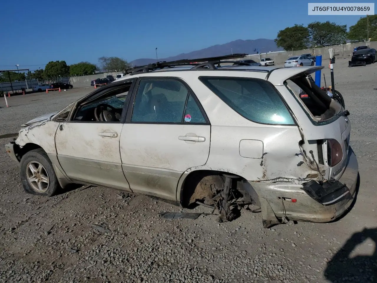 2000 Lexus Rx 300 VIN: JT6GF10U4Y0078659 Lot: 56225645