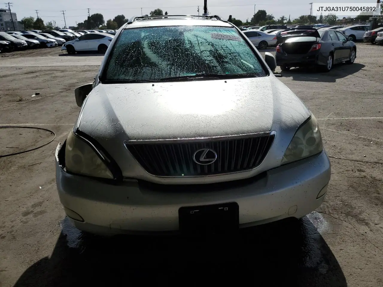2005 Lexus Rx 330 VIN: JTJGA31U750045892 Lot: 56929835