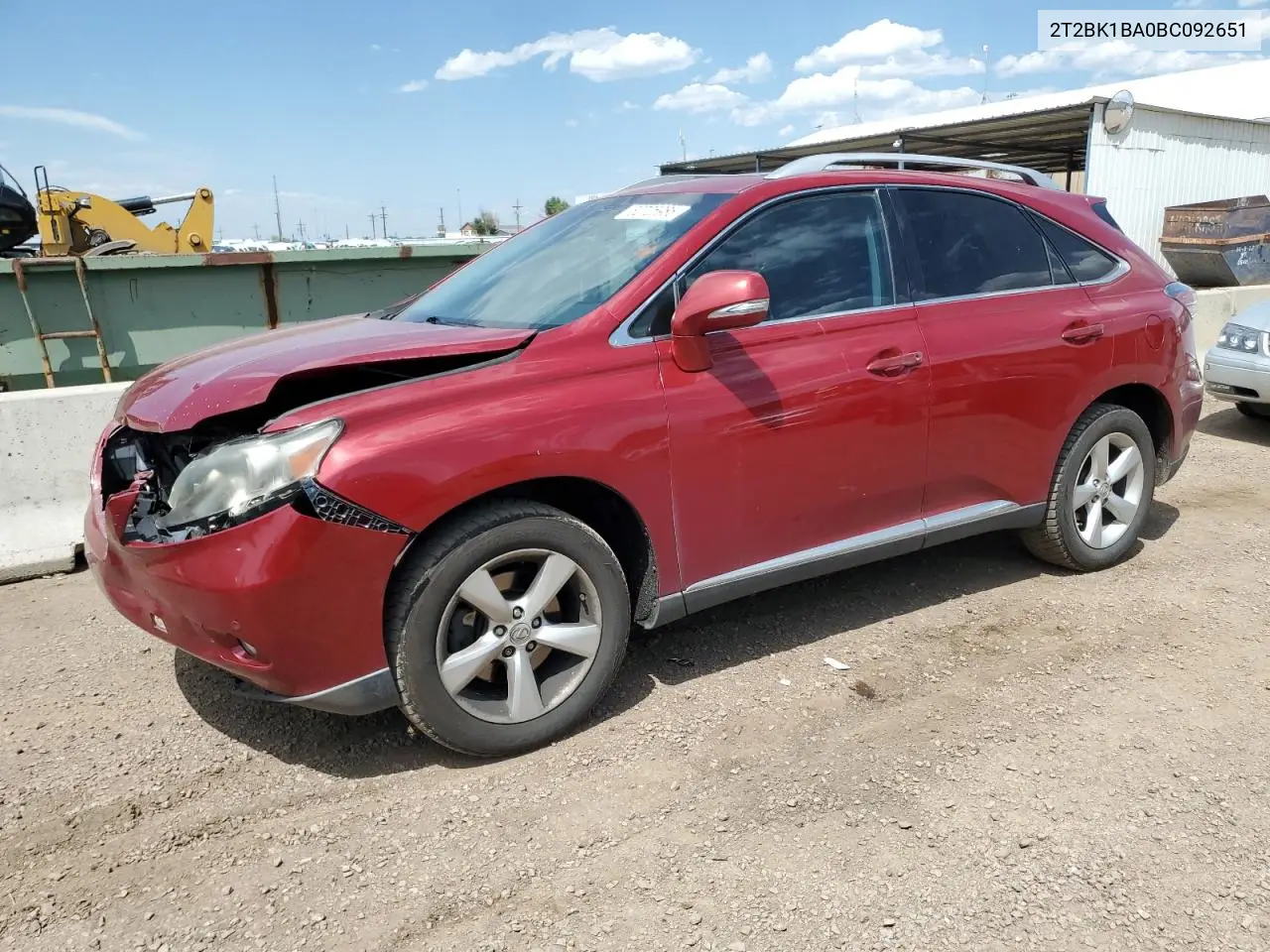 2011 Lexus Rx 350 VIN: 2T2BK1BA0BC092651 Lot: 62725985
